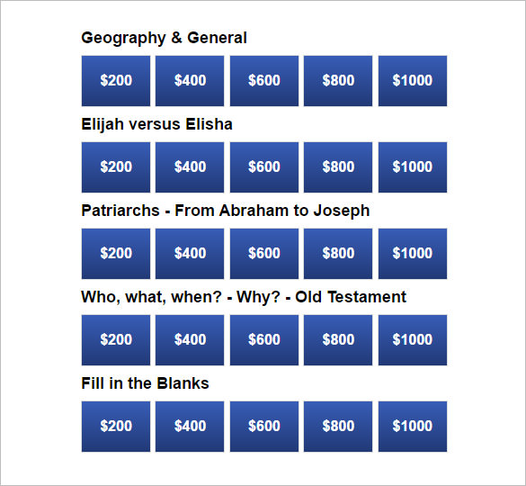 bible trivia game jeaopardy template