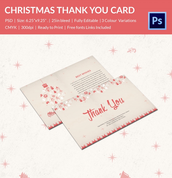 beautiful christmas thank you card template