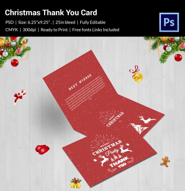 christmas holiday psd thank you card template
