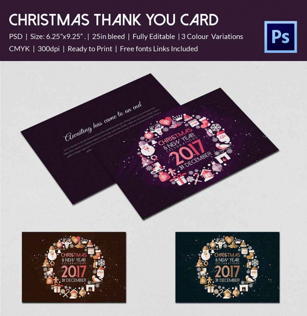 well designed christmas thank you card