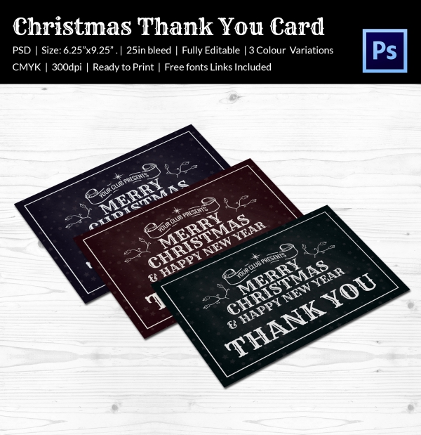 3 Shaded Christmas Thank You Cards