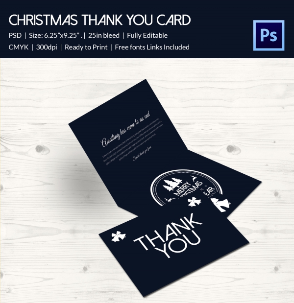 christmas thank you card template download