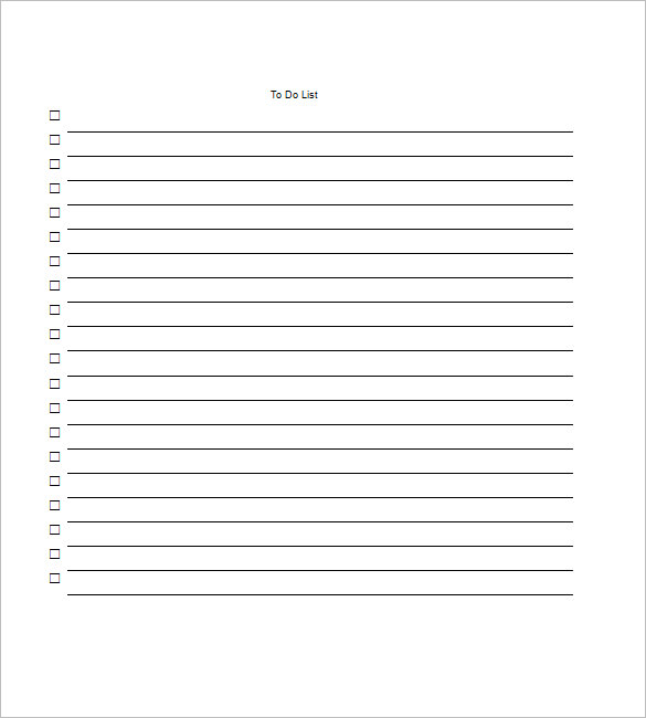 daily to do list template for word