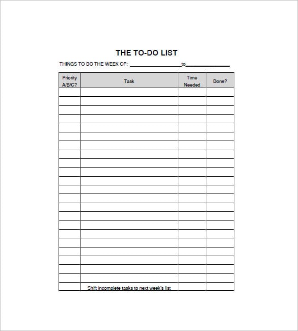 To Do List Word Template from images.template.net