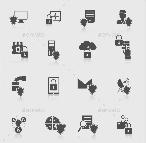 creative database information icons set