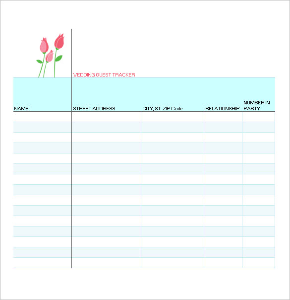 wedding guest list planner template