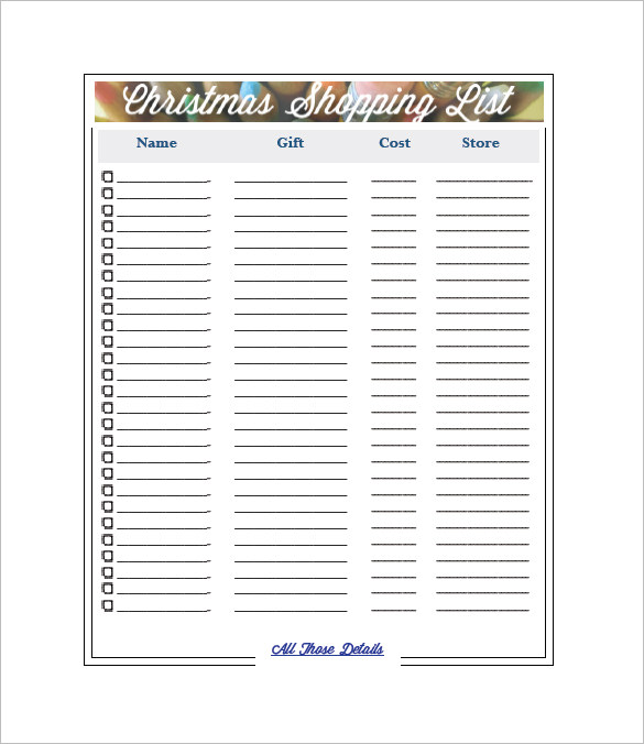 shopping list template 12 free word excel pdf format download