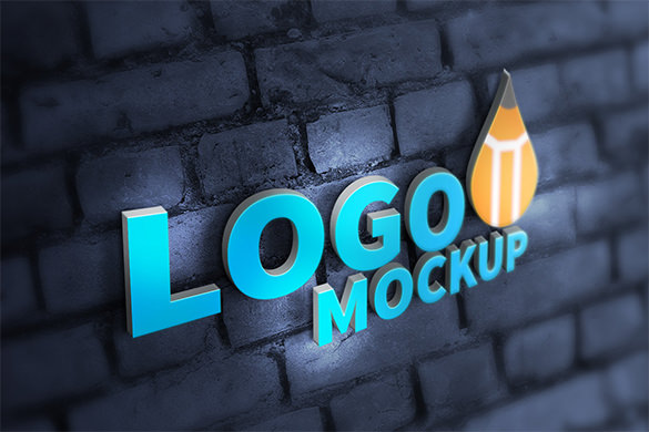 Realistic 3d logo mockup psd free - gearpase