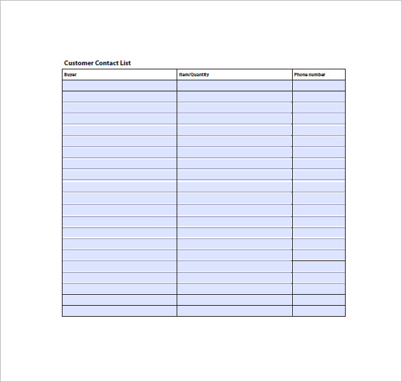 excel spreadsheet contact list template