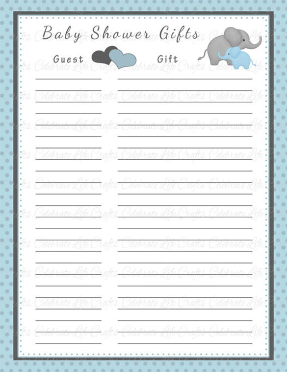 Baby Shower Gift List Template - 8+ Free Word, Excel, PDF ...