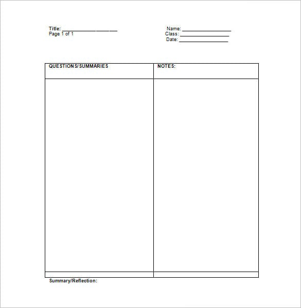cornell notes template word doc for mac