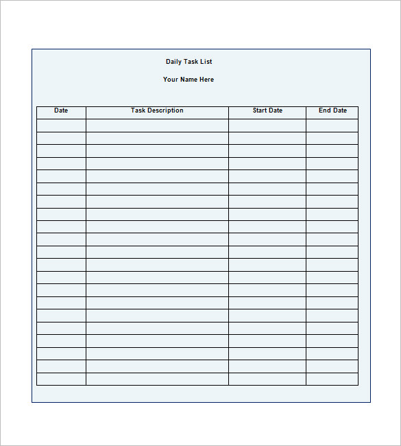 task checklist template