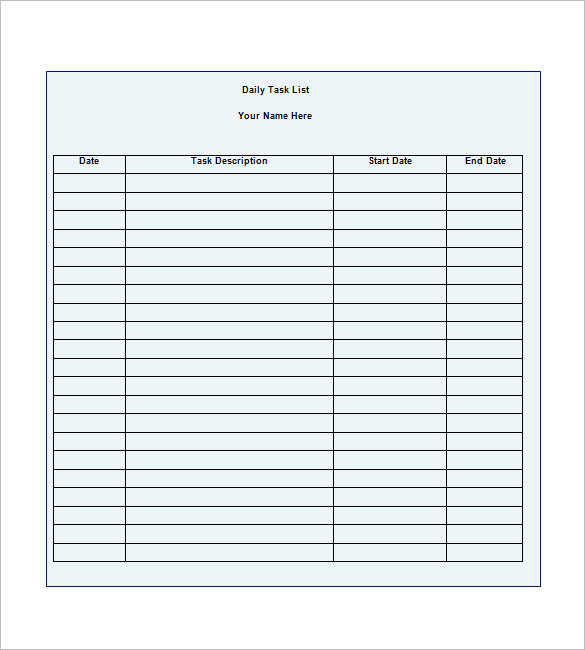 Task List Template 10 Free Word Excel PDF Format Download
