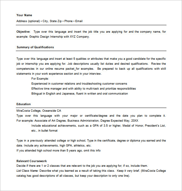 Combination Resume Format Template