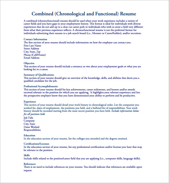 chronological and functional combination resume pdf free download