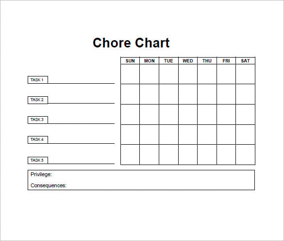 Chore Chart Printable Editable