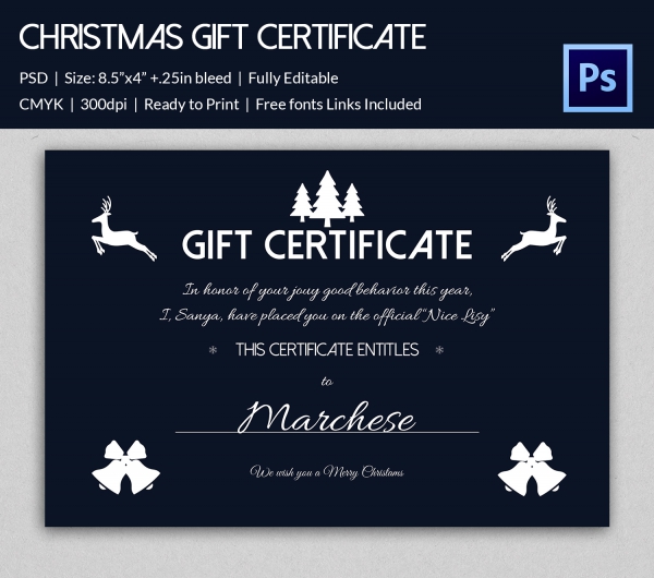 christmas certificates templates for word