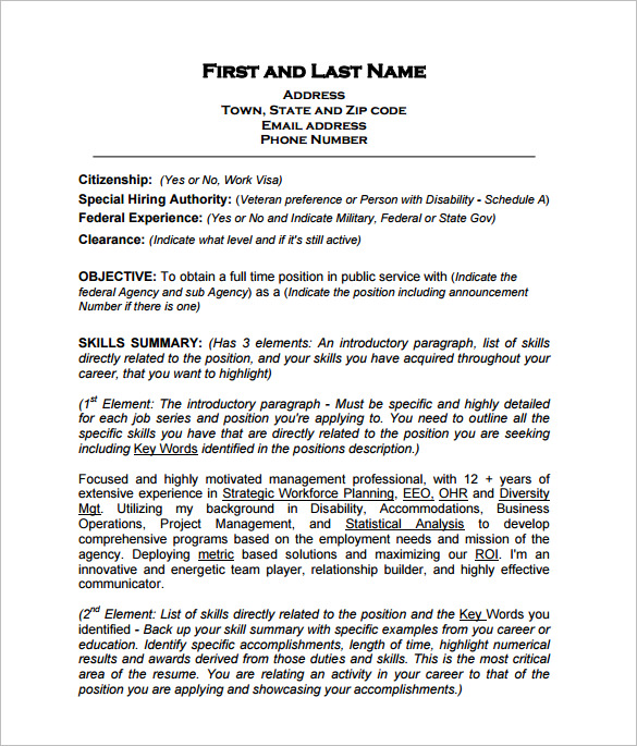 federal style resume pdf free download