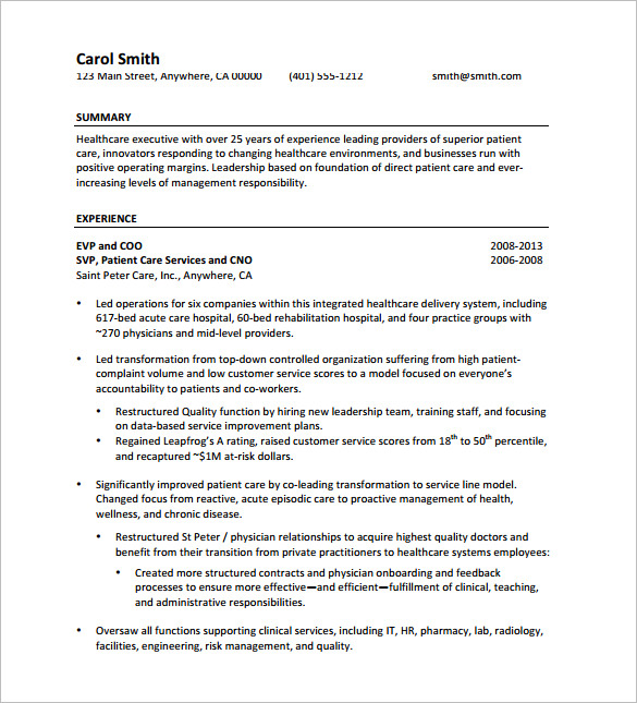 senior executive resume pdf free download