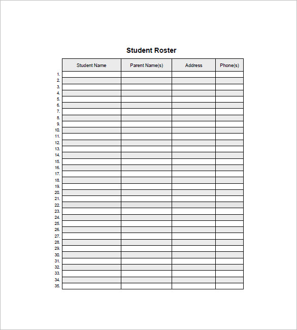 Class List Template - 17+ Word, Excel, PDF Format Download