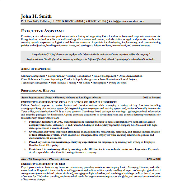 Executive Resume Template -16+ Word, Excel, PDF Format Download! | Free ...