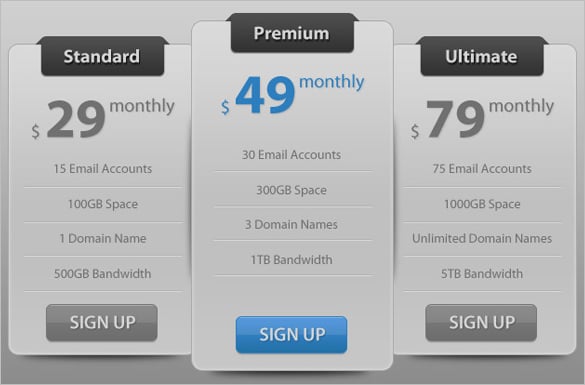 design ui slick modern pricing table in photoshop