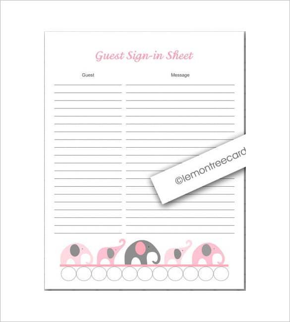 guest sign sheet template