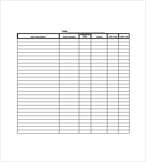 Asset List Template 8 Free Word Excel Pdf Format Download Free Premium Templates