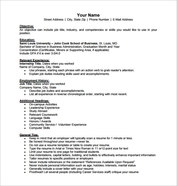 Business Resume Template – 11+ Free Word, Excel, PDF Format Download ...