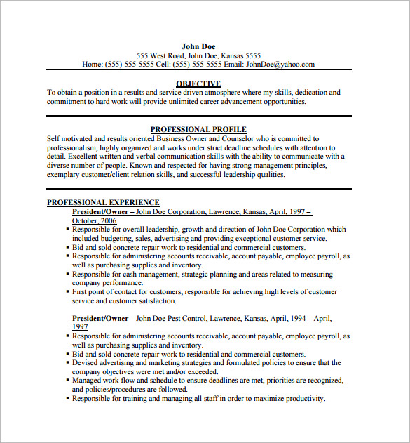 Business Resume Template – 11+ Free Word, Excel, PDF Format Download!