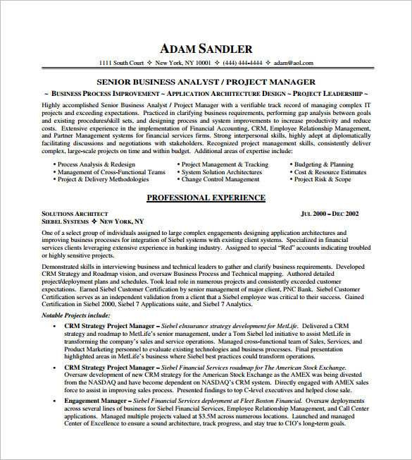 Project Manager Resume Template - 10+ Free Word, Excel, PDF Format ...