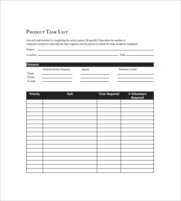 Daily Task List Project Daily Task List Template – 9+ Free Word, Excel, PDF Format Download