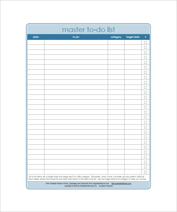 daily to do list template for word