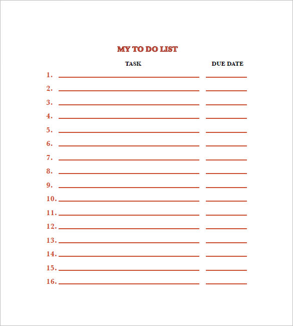 daily to do list template for word