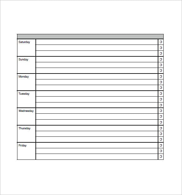 project weekly to do list template