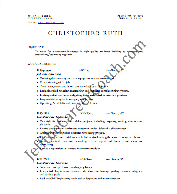 construction-foreman-resume-pdf-template
