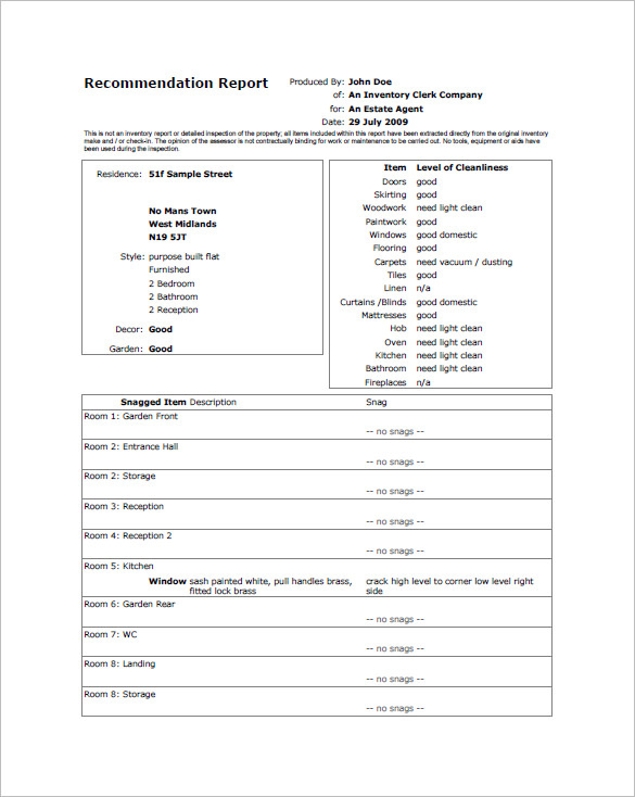 building snagging list template