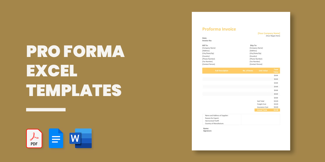 20  Pro Forma Excel Template Excel Documents Download