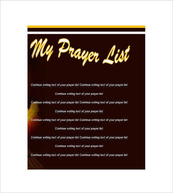 prayer list template word