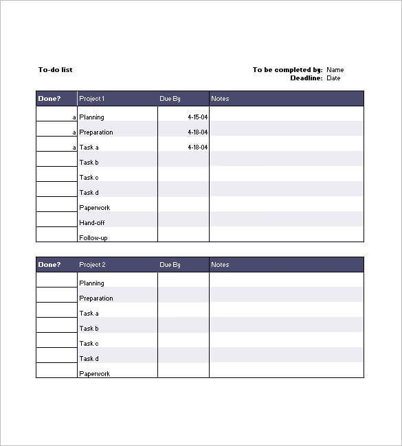 task to do list template