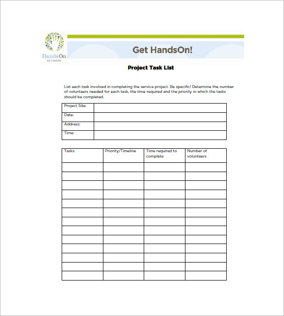 Project Task List Template 10 Free Word Excel Pdf Format Download