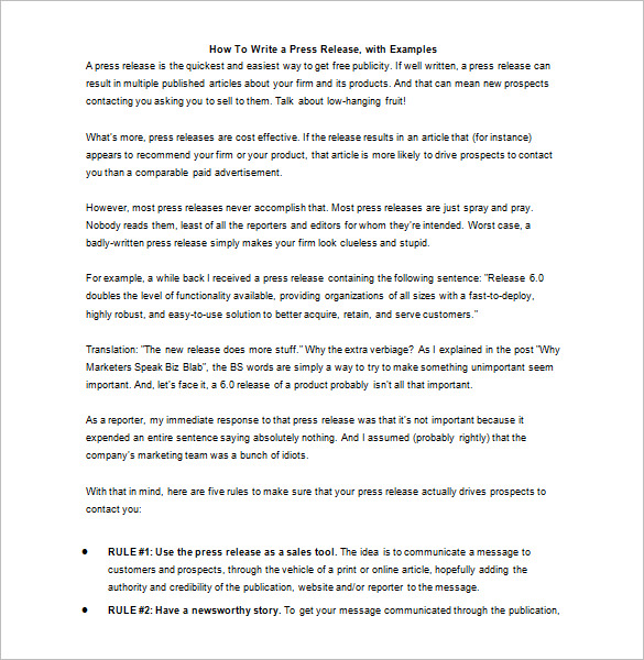 28+ Press Release Template Word, Excel, PDF