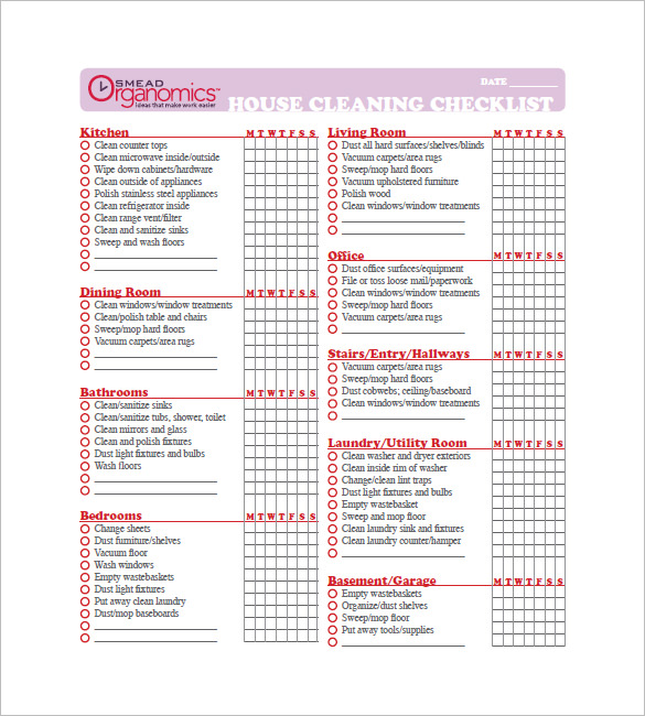 Cleaning List Template 10+ Free Word, Excel, PDF Format Download