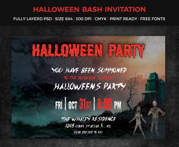 colorful halloween party invitation