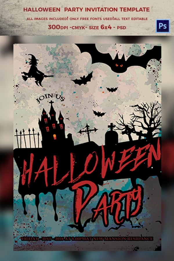 dark and red halloween invitation template