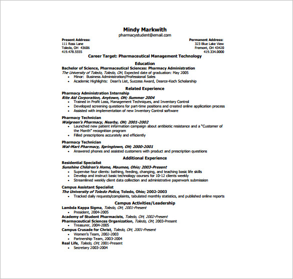 Resume 1 page template