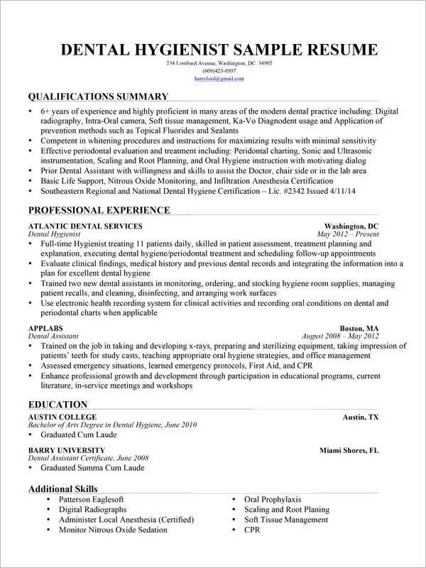 Dental Assistant Resume Template 7 Free Word Excel PDF Format Download Free Premium