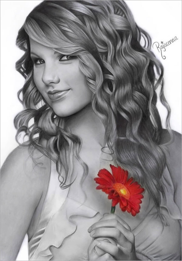 taylor swift realistic pencil drawing