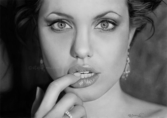 angelina jolie pencil drawing for free