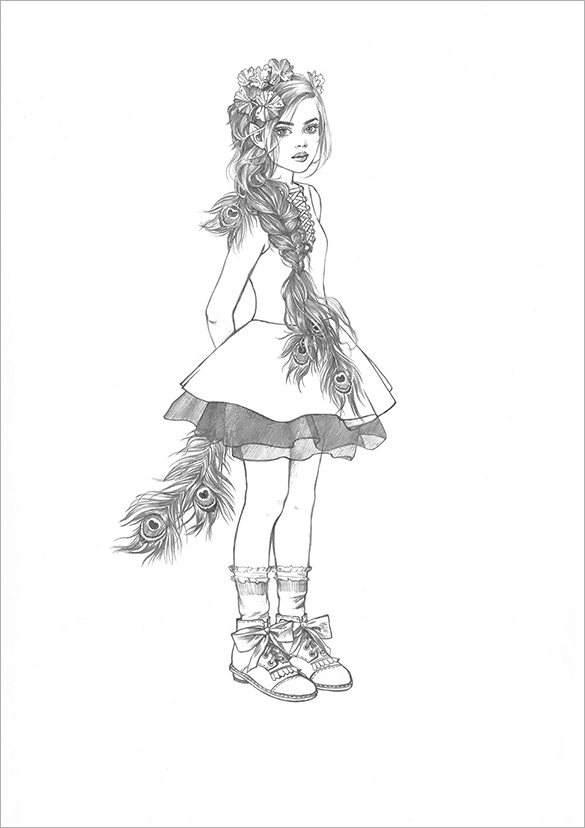 beautiful elfs pencil drawing free download